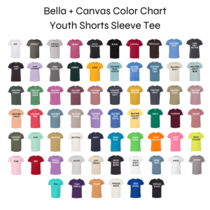 3001y BC tee color chart